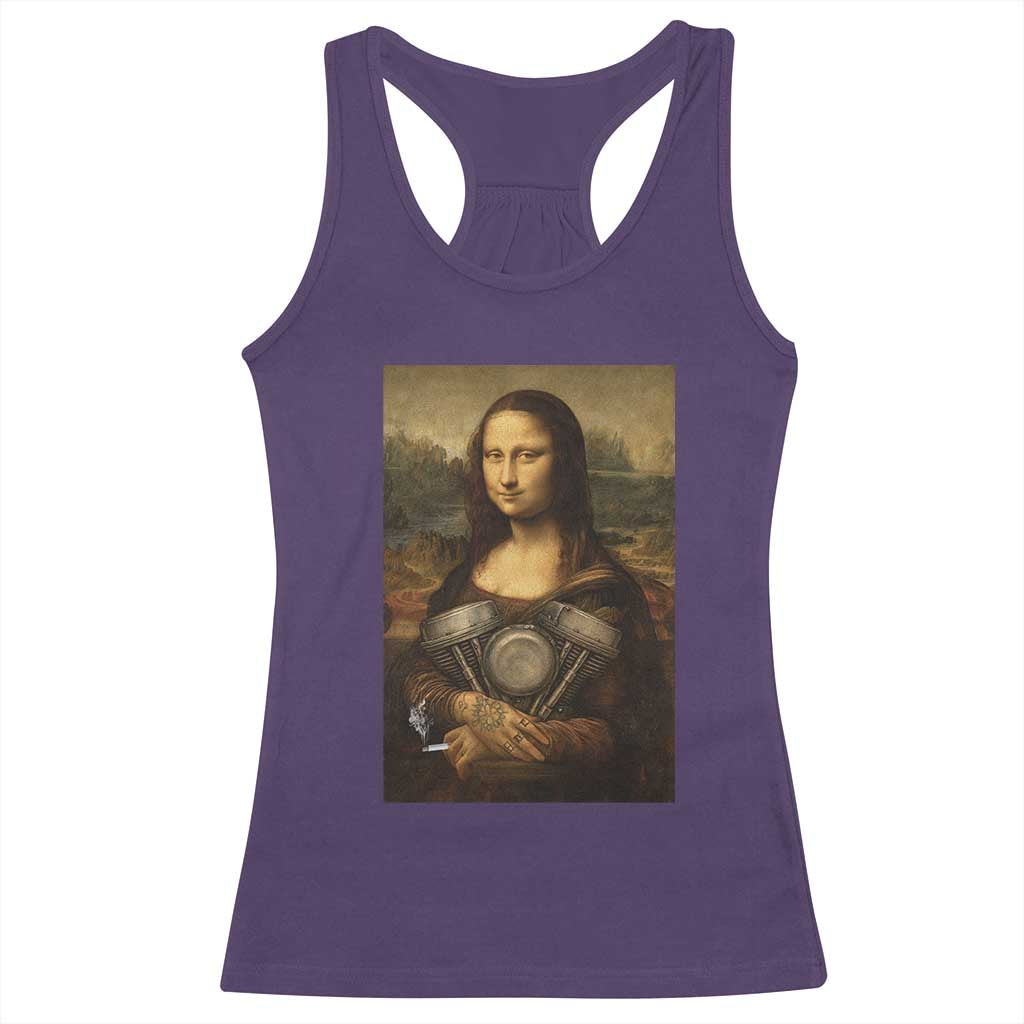 Funny Monalisa Rider Vintage Retro Motorcycle Engine Racerback Tank Top TS11 Purple Print Your Wear