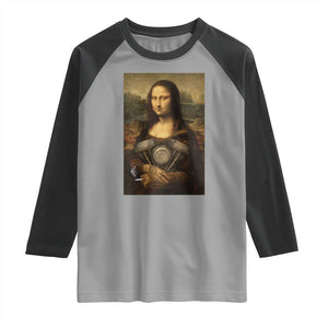 Funny Monalisa Rider Vintage Retro Motorcycle Engine Raglan Shirt TS11 Sport Gray Black Print Your Wear