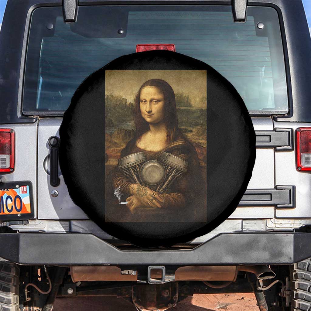 Funny Monalisa Rider Vintage Retro Motorcycle Engine Spare Tire Cover TS11 No hole Black Print Your Wear