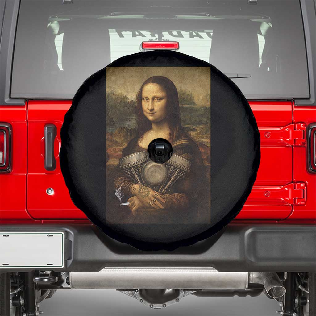 Funny Monalisa Rider Vintage Retro Motorcycle Engine Spare Tire Cover TS11 Black Print Your Wear