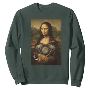 Funny Monalisa Rider Vintage Retro Motorcycle Engine Sweatshirt TS11 Dark Forest Green Print Your Wear