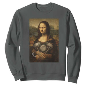 Funny Monalisa Rider Vintage Retro Motorcycle Engine Sweatshirt TS11 Dark Heather Print Your Wear