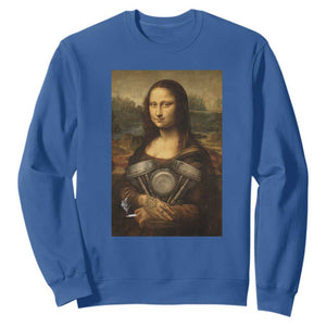 Funny Monalisa Rider Vintage Retro Motorcycle Engine Sweatshirt TS11 Royal Blue Print Your Wear