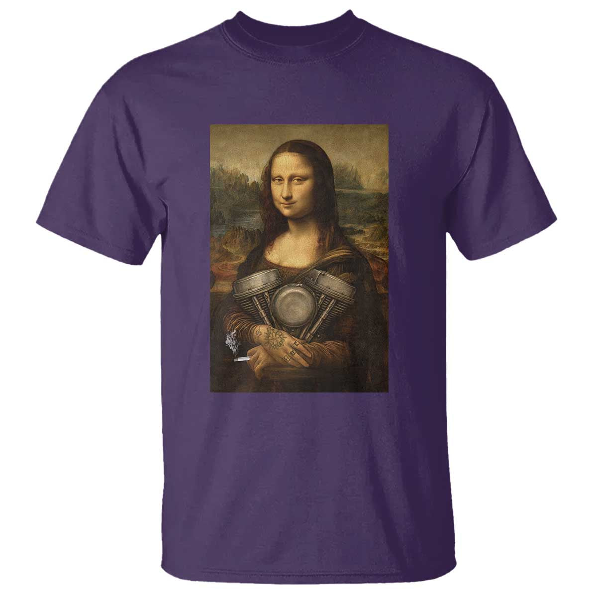 Funny Monalisa Rider Vintage Retro Motorcycle Engine T Shirt TS11 Purple Print Your Wear