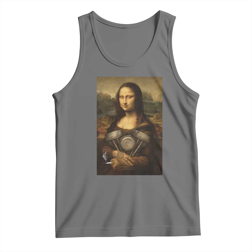 Funny Monalisa Rider Vintage Retro Motorcycle Engine Tank Top TS11 Black Heather Print Your Wear