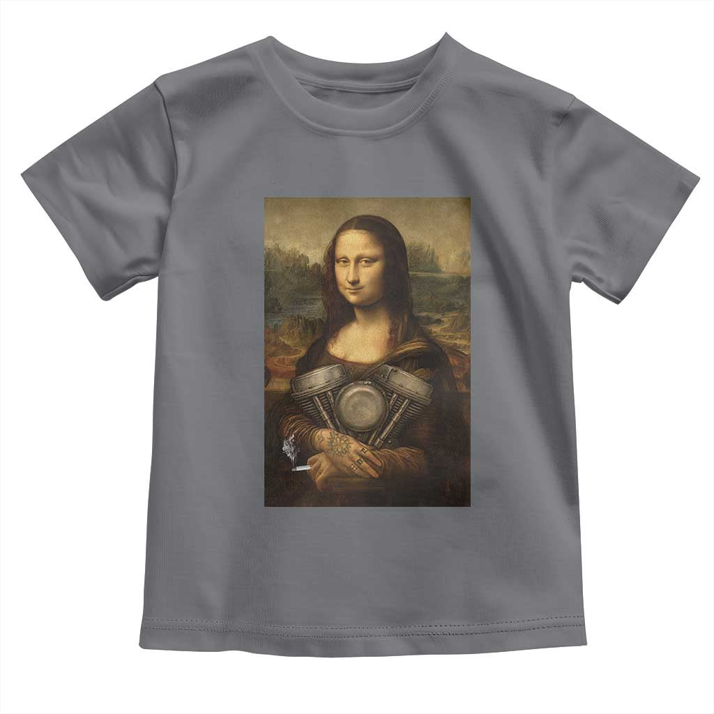 Funny Monalisa Rider Vintage Retro Motorcycle Engine Toddler T Shirt TS11 Charcoal Print Your Wear