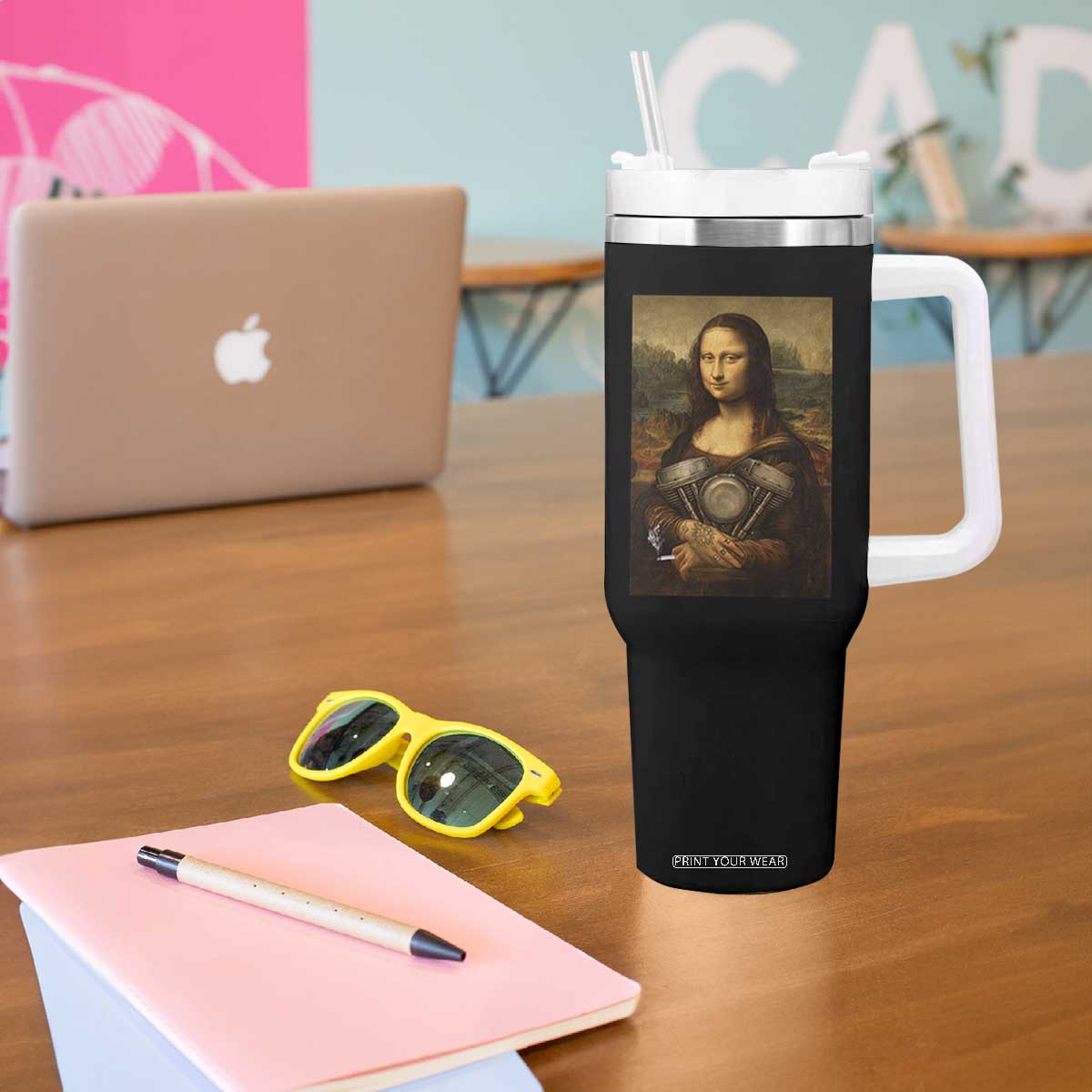 Funny Monalisa Rider Vintage Retro Motorcycle Engine Tumbler With Handle TS11 Print Your Wear