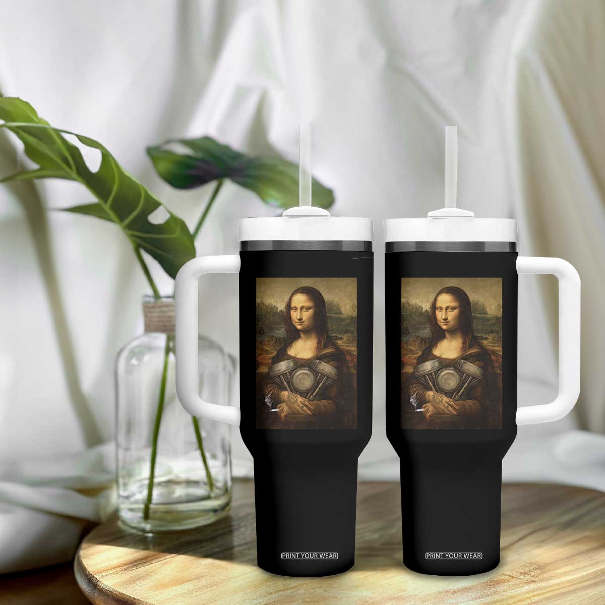 Funny Monalisa Rider Vintage Retro Motorcycle Engine Tumbler With Handle TS11 Print Your Wear