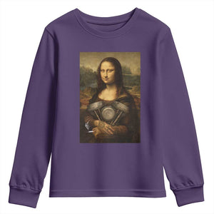 Funny Monalisa Rider Vintage Retro Motorcycle Engine Youth Sweatshirt TS11 Purple Print Your Wear