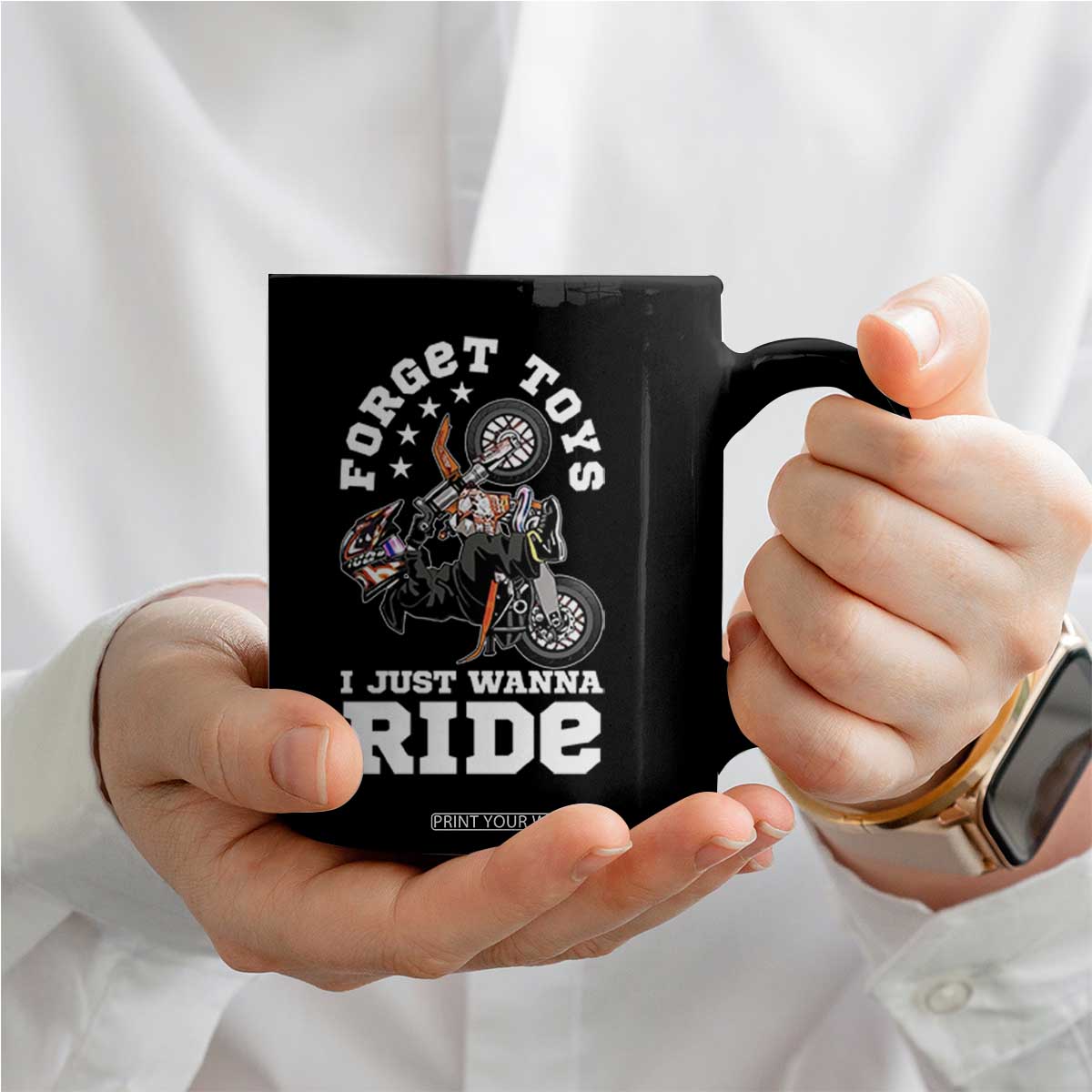 Dirt Bike Boys Coffee Mug Funny Forgive Toys I Just Wanna Ride Motocross Rider TS11 Print Your Wear