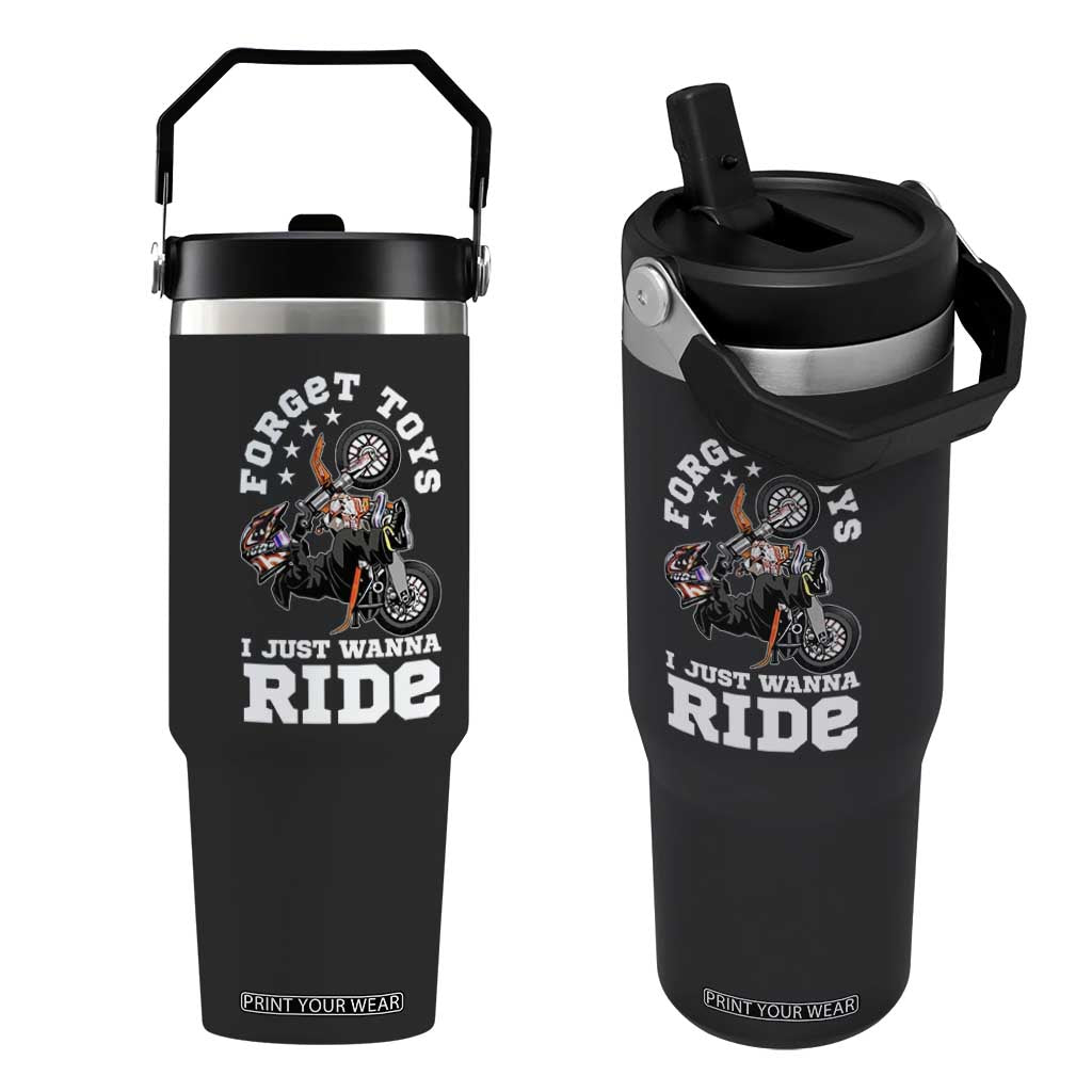 Dirt Bike Boys Flip Straw Tumbler Funny Forgive Toys I Just Wanna Ride Motocross Rider TS11 One Size: 30 oz Black Print Your Wear