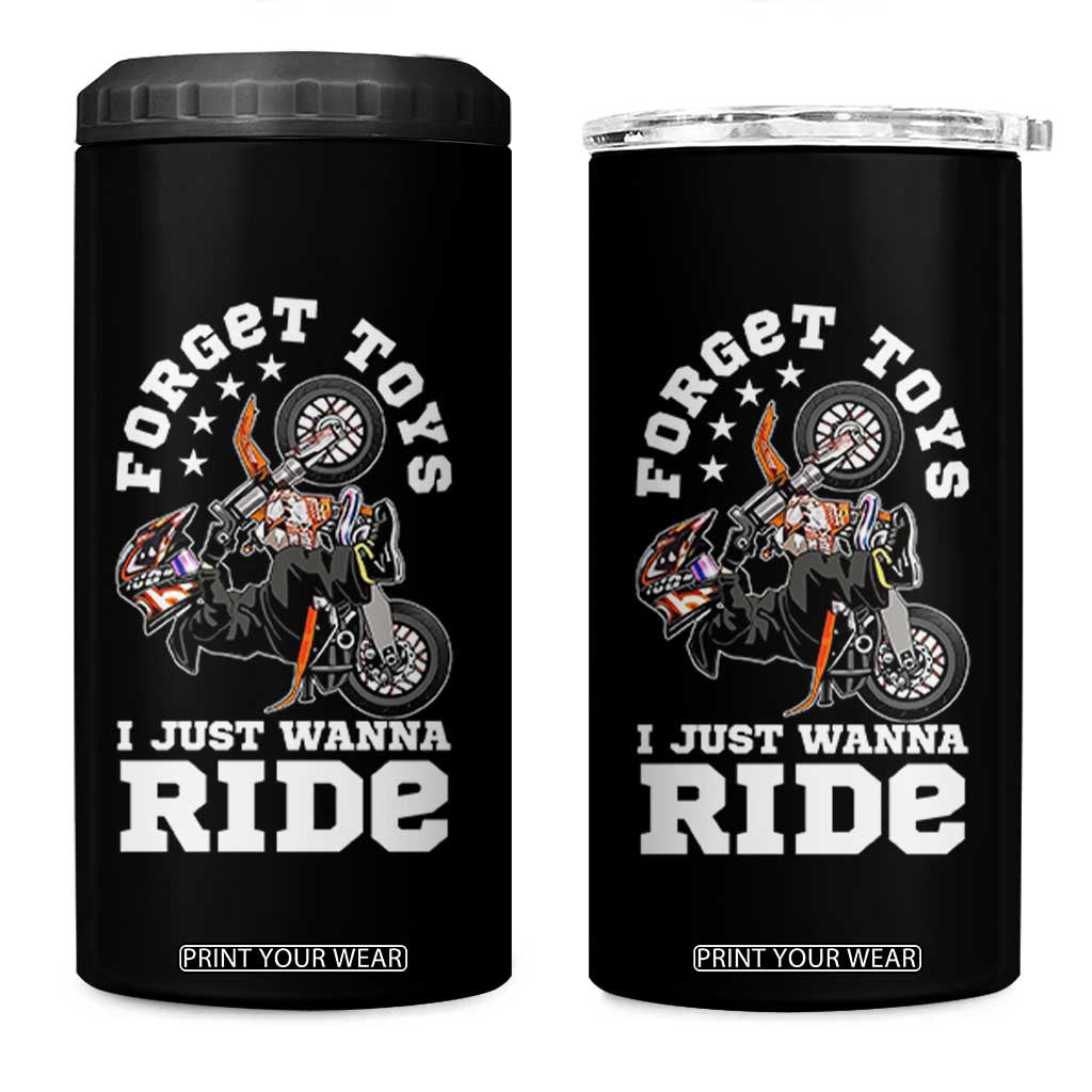 Dirt Bike Boys 4 in 1 Can Cooler Tumbler Funny Forgive Toys I Just Wanna Ride Motocross Rider TS11 One Size: 16 oz Black Print Your Wear