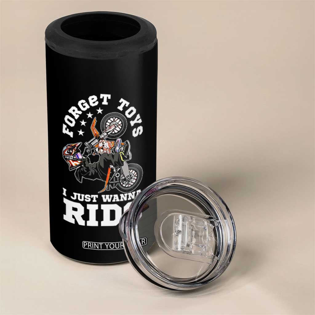 Dirt Bike Boys 4 in 1 Can Cooler Tumbler Funny Forgive Toys I Just Wanna Ride Motocross Rider TS11 Print Your Wear