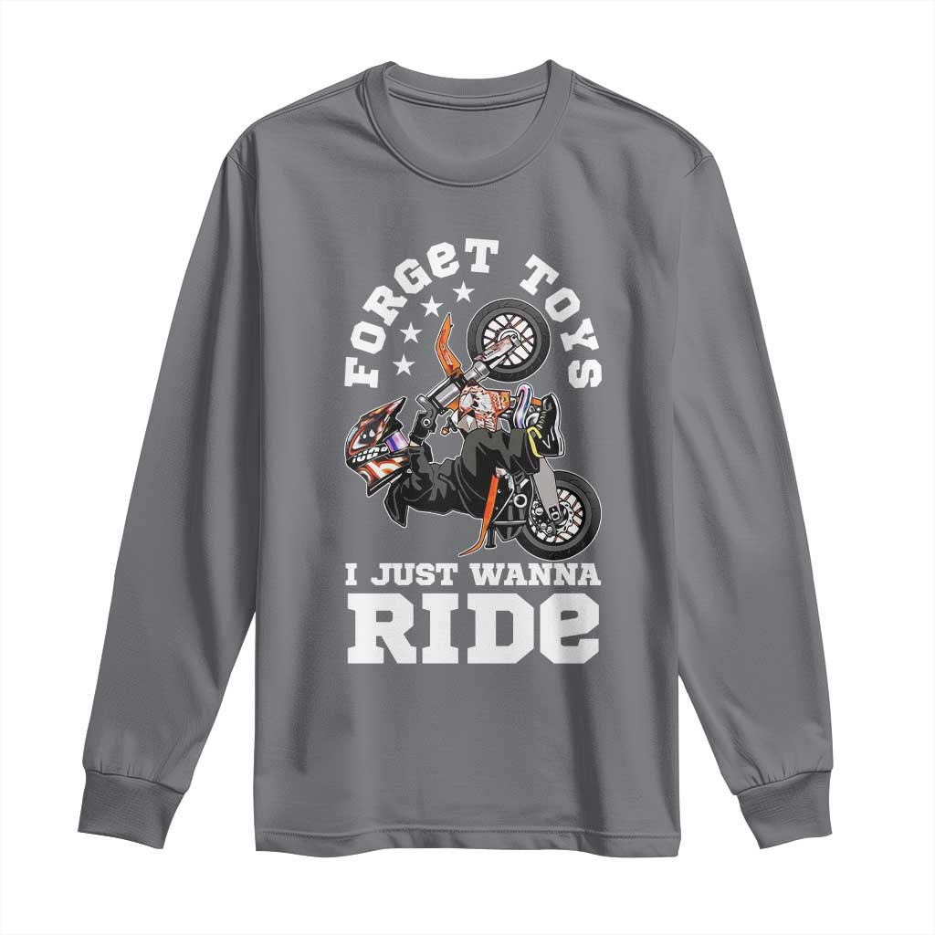 Dirt Bike Boys Long Sleeve Shirt Funny Forgive Toys I Just Wanna Ride Motocross Rider TS11 Charcoal Print Your Wear