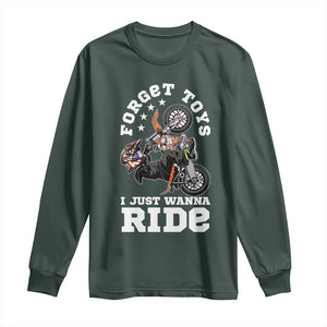 Dirt Bike Boys Long Sleeve Shirt Funny Forgive Toys I Just Wanna Ride Motocross Rider TS11 Dark Forest Green Print Your Wear