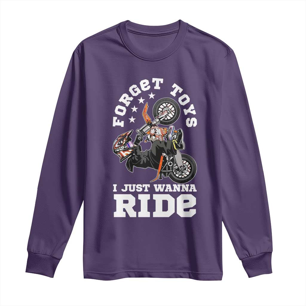 Dirt Bike Boys Long Sleeve Shirt Funny Forgive Toys I Just Wanna Ride Motocross Rider TS11 Purple Print Your Wear