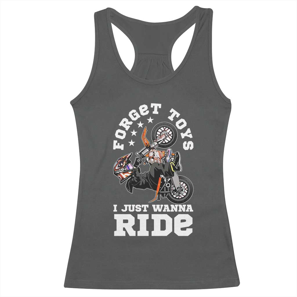 Dirt Bike Boys Racerback Tank Top Funny Forgive Toys I Just Wanna Ride Motocross Rider TS11 Dark Heather Print Your Wear