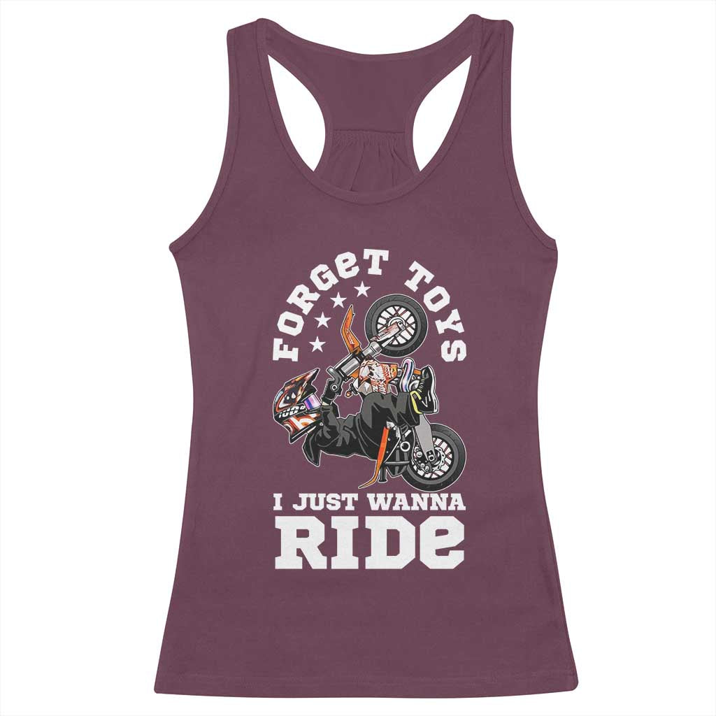 Dirt Bike Boys Racerback Tank Top Funny Forgive Toys I Just Wanna Ride Motocross Rider TS11 Maroon Print Your Wear
