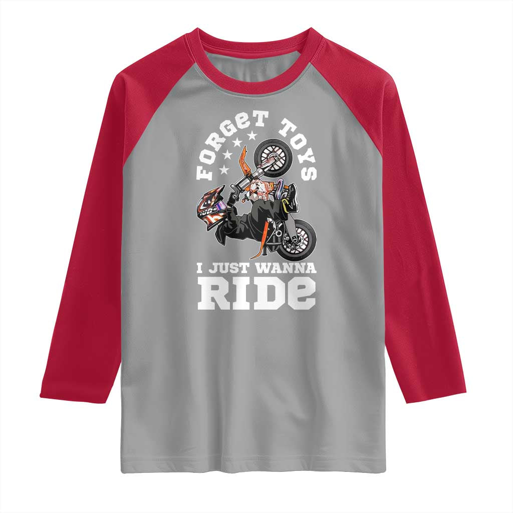 Dirt Bike Boys Raglan Shirt Funny Forgive Toys I Just Wanna Ride Motocross Rider TS11 Sport Gray Red Print Your Wear