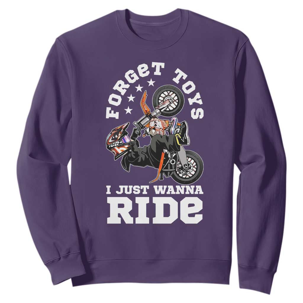Dirt Bike Boys Sweatshirt Funny Forgive Toys I Just Wanna Ride Motocross Rider TS11 Purple Print Your Wear