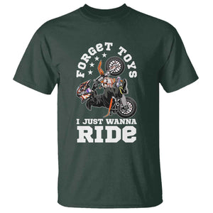 Dirt Bike Boys T Shirt Funny Forgive Toys I Just Wanna Ride Motocross Rider TS11 Dark Forest Green Print Your Wear