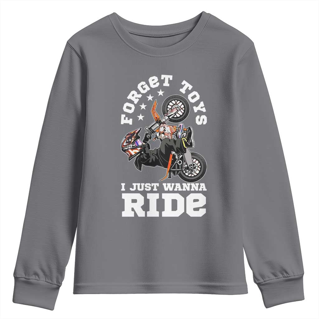 Dirt Bike Boys Youth Sweatshirt Funny Forgive Toys I Just Wanna Ride Motocross Rider TS11 Charcoal Print Your Wear
