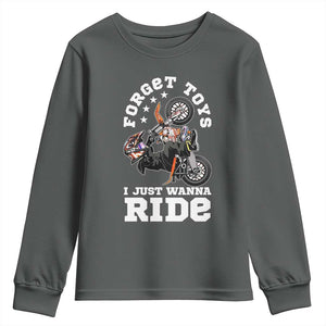 Dirt Bike Boys Youth Sweatshirt Funny Forgive Toys I Just Wanna Ride Motocross Rider TS11 Dark Heather Print Your Wear