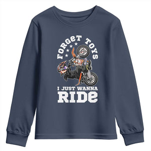 Dirt Bike Boys Youth Sweatshirt Funny Forgive Toys I Just Wanna Ride Motocross Rider TS11 Navy Print Your Wear
