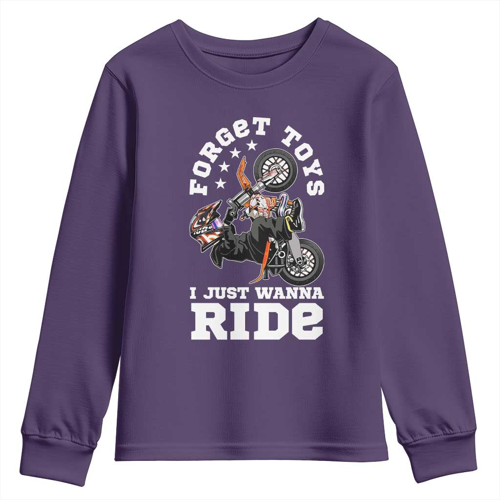 Dirt Bike Boys Youth Sweatshirt Funny Forgive Toys I Just Wanna Ride Motocross Rider TS11 Purple Print Your Wear