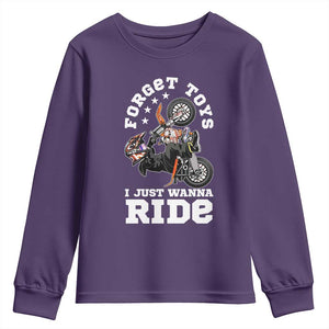 Dirt Bike Boys Youth Sweatshirt Funny Forgive Toys I Just Wanna Ride Motocross Rider TS11 Purple Print Your Wear