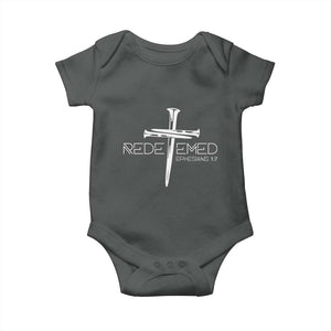 Redeemed Christian Vintage Ephesians Bible Verse Redemption Baby Onesie TS11 Dark Heather Print Your Wear