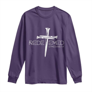 Redeemed Christian Vintage Ephesians Bible Verse Redemption Long Sleeve Shirt TS11 Purple Print Your Wear