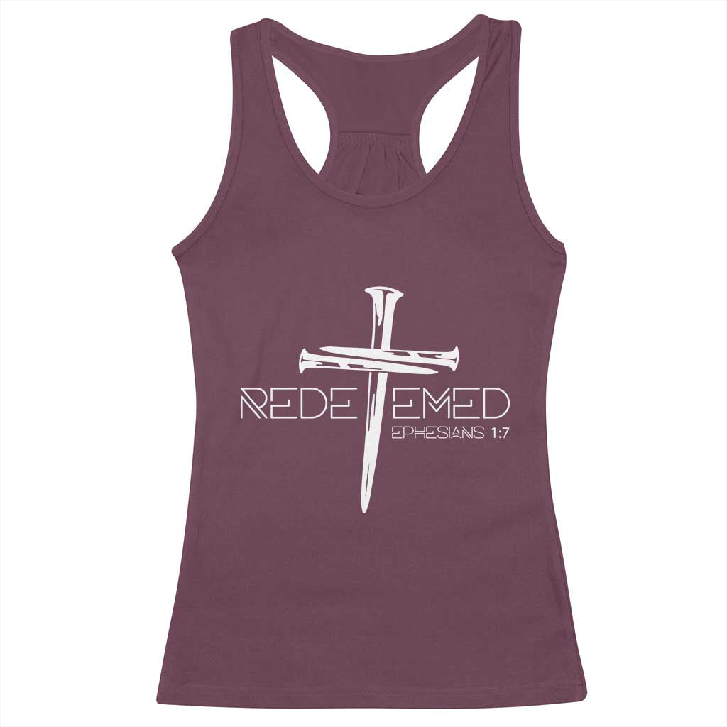 Redeemed Christian Vintage Ephesians Bible Verse Redemption Racerback Tank Top TS11 Maroon Print Your Wear