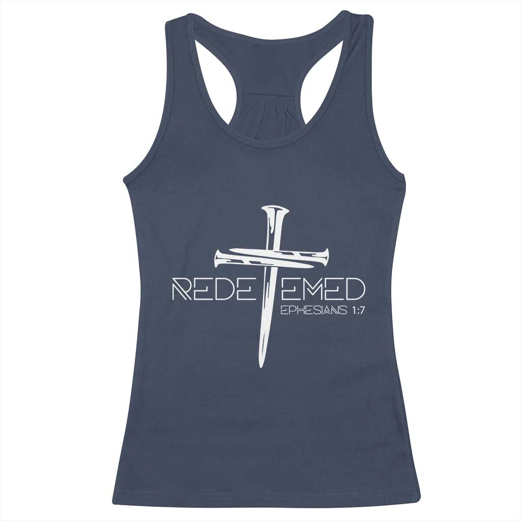 Redeemed Christian Vintage Ephesians Bible Verse Redemption Racerback Tank Top TS11 Navy Print Your Wear