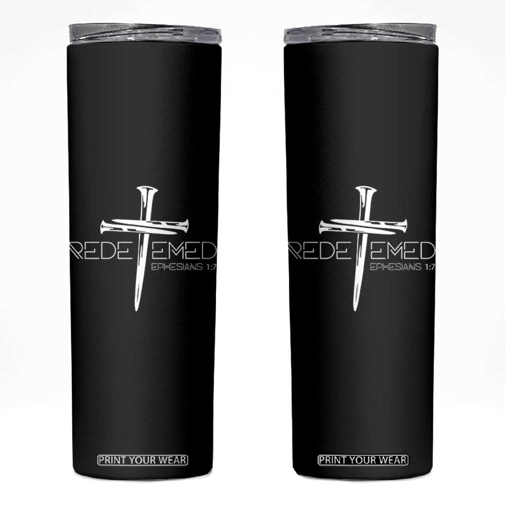 Redeemed Christian Vintage Ephesians Bible Verse Redemption Skinny Tumbler TS11 Black Print Your Wear