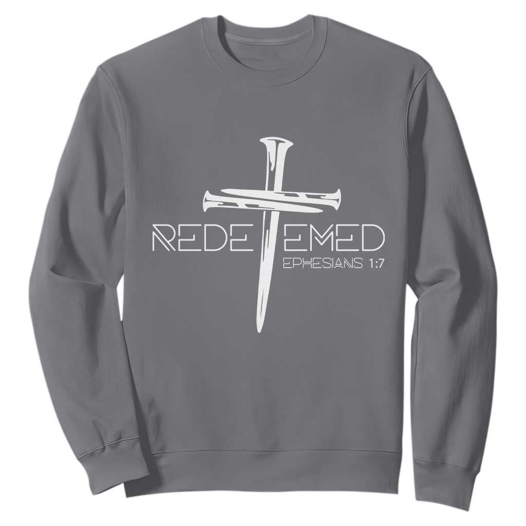 Redeemed Christian Vintage Ephesians Bible Verse Redemption Sweatshirt TS11 Charcoal Print Your Wear