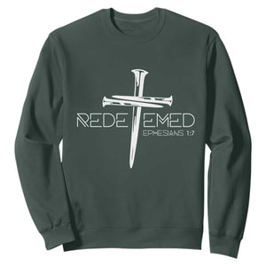 Redeemed Christian Vintage Ephesians Bible Verse Redemption Sweatshirt TS11 Dark Forest Green Print Your Wear