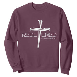 Redeemed Christian Vintage Ephesians Bible Verse Redemption Sweatshirt TS11 Maroon Print Your Wear