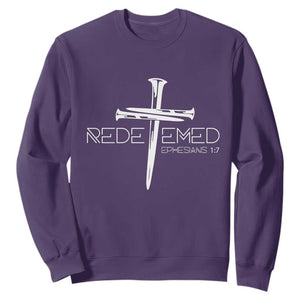 Redeemed Christian Vintage Ephesians Bible Verse Redemption Sweatshirt TS11 Purple Print Your Wear