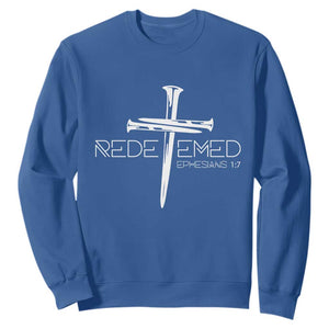 Redeemed Christian Vintage Ephesians Bible Verse Redemption Sweatshirt TS11 Royal Blue Print Your Wear
