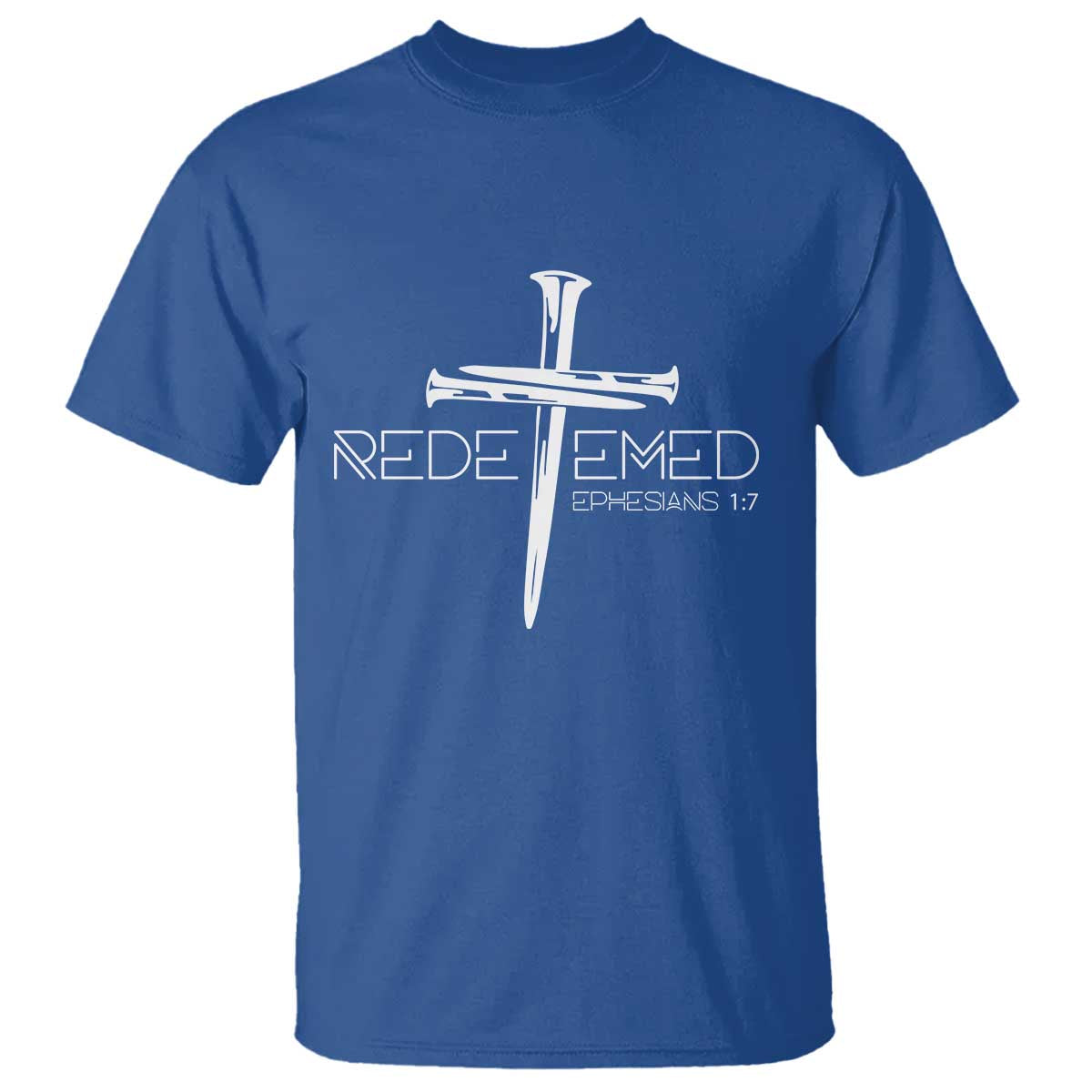 Redeemed Christian Vintage Ephesians Bible Verse Redemption T Shirt TS11 Royal Blue Print Your Wear
