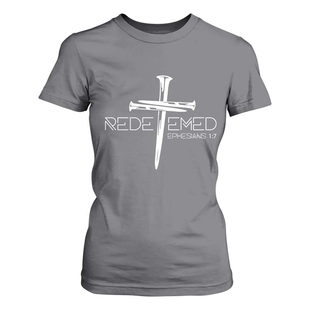 Redeemed Christian Vintage Ephesians Bible Verse Redemption T Shirt For Women TS11 Charcoal Print Your Wear