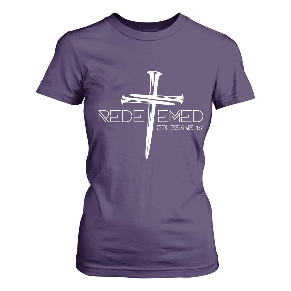 Redeemed Christian Vintage Ephesians Bible Verse Redemption T Shirt For Women TS11 Purple Print Your Wear