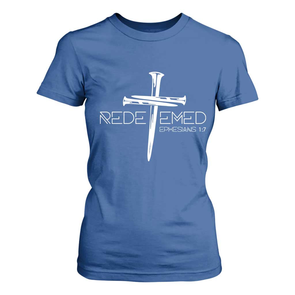 Redeemed Christian Vintage Ephesians Bible Verse Redemption T Shirt For Women TS11 Royal Blue Print Your Wear
