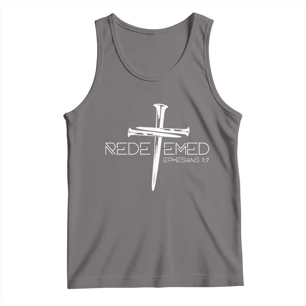 Redeemed Christian Vintage Ephesians Bible Verse Redemption Tank Top TS11 Deep Heather Print Your Wear