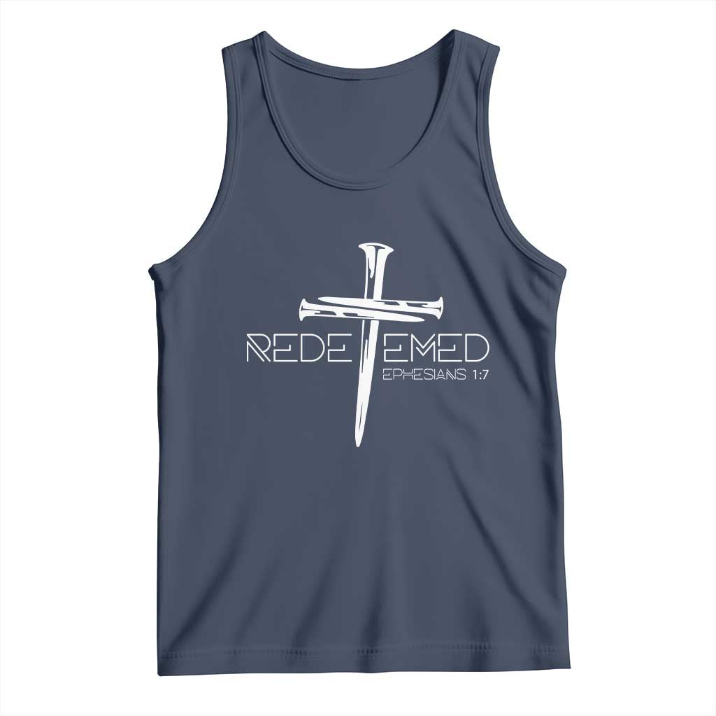 Redeemed Christian Vintage Ephesians Bible Verse Redemption Tank Top TS11 Navy Print Your Wear