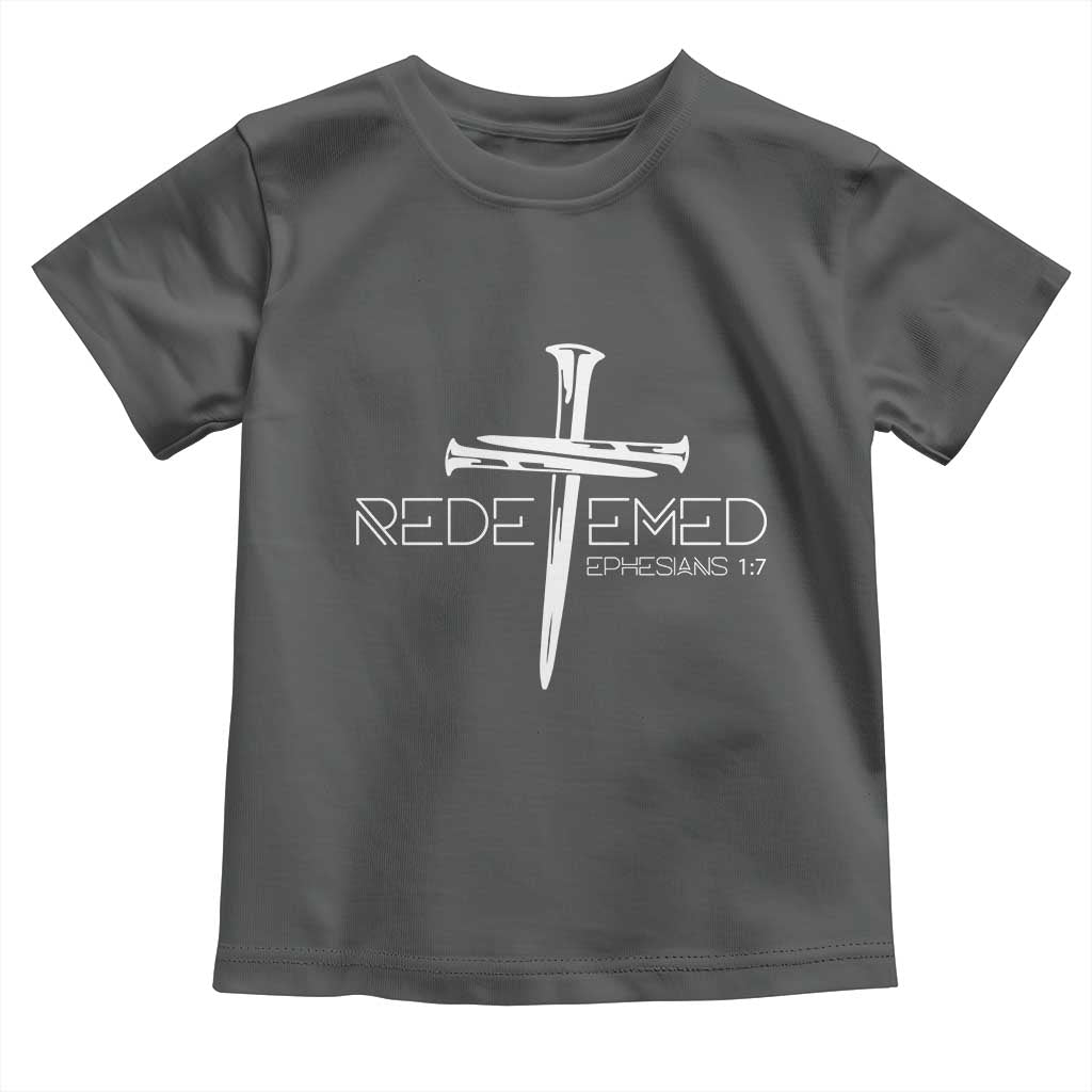 Redeemed Christian Vintage Ephesians Bible Verse Redemption Toddler T Shirt TS11 Dark Heather Print Your Wear
