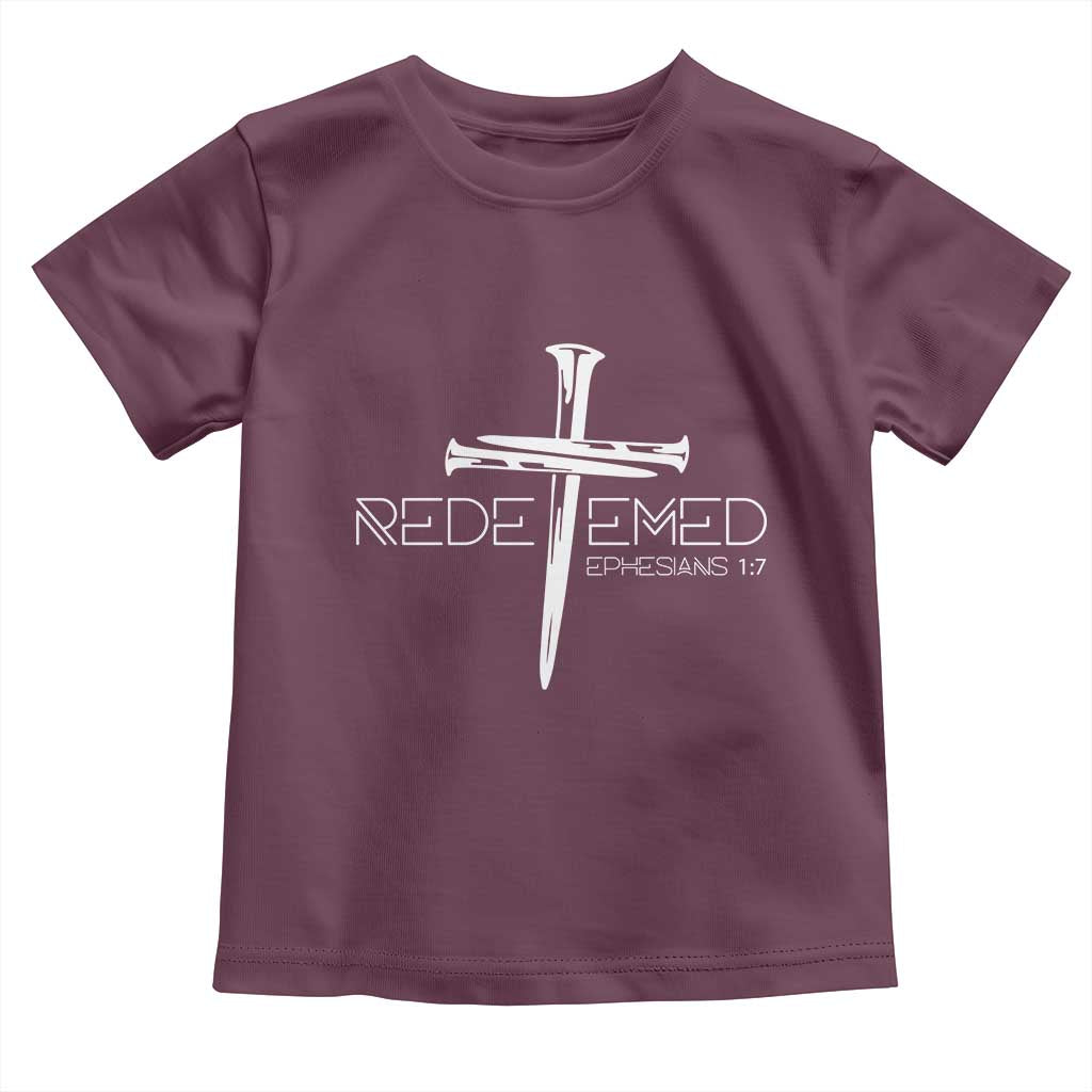 Redeemed Christian Vintage Ephesians Bible Verse Redemption Toddler T Shirt TS11 Maroon Print Your Wear