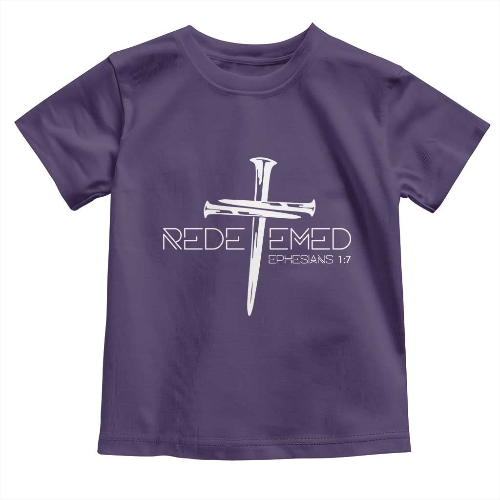 Redeemed Christian Vintage Ephesians Bible Verse Redemption Toddler T Shirt TS11 Purple Print Your Wear