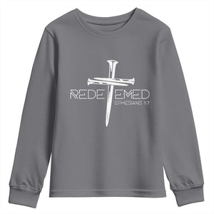 Redeemed Christian Vintage Ephesians Bible Verse Redemption Youth Sweatshirt TS11 Charcoal Print Your Wear